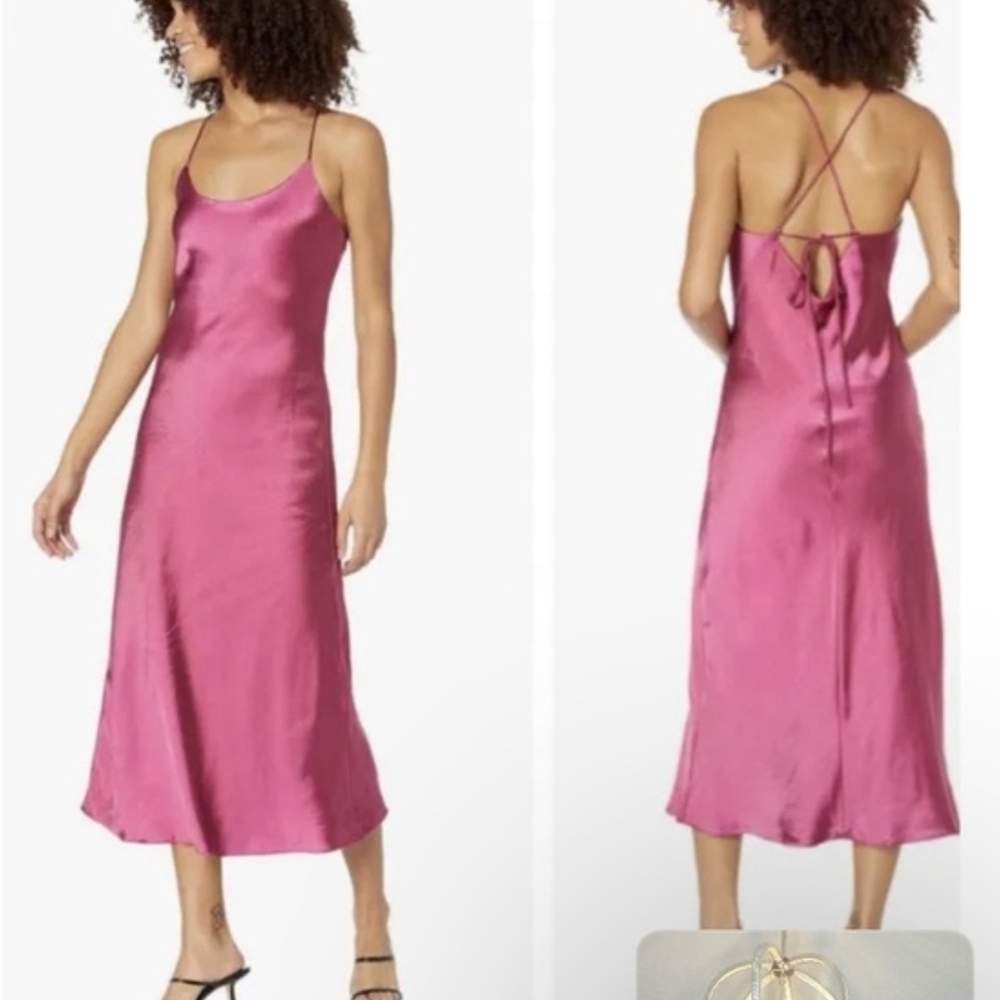Line & Dot Makena Slip Dress M Criss Cross Back Strappy Sleeveless Scoop Midi